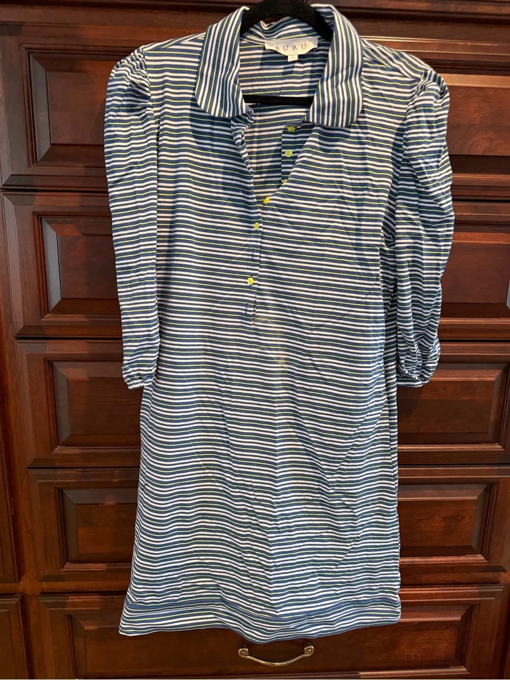 Striped Blue & White Collared Mini Dress